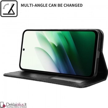 Dirbtinės odos atverčiamas dėklas su skyreliais - juodas (Xiaomi Redmi 15 4G) Dirbtinės odos atverčiamas dėklas su skyreliais - juodas (Xiaomi Redmi 15 4G)